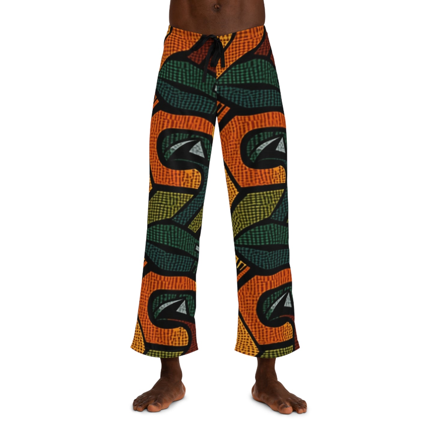 1960-1970s Style African Ornament Textile - Bold, Intricate Pattern - Men's Pajama Pants (AOP)