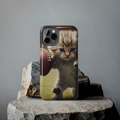 Football Kitty Fantasy: Feline Cat American Sport Quarterback - Tough Phone Cases