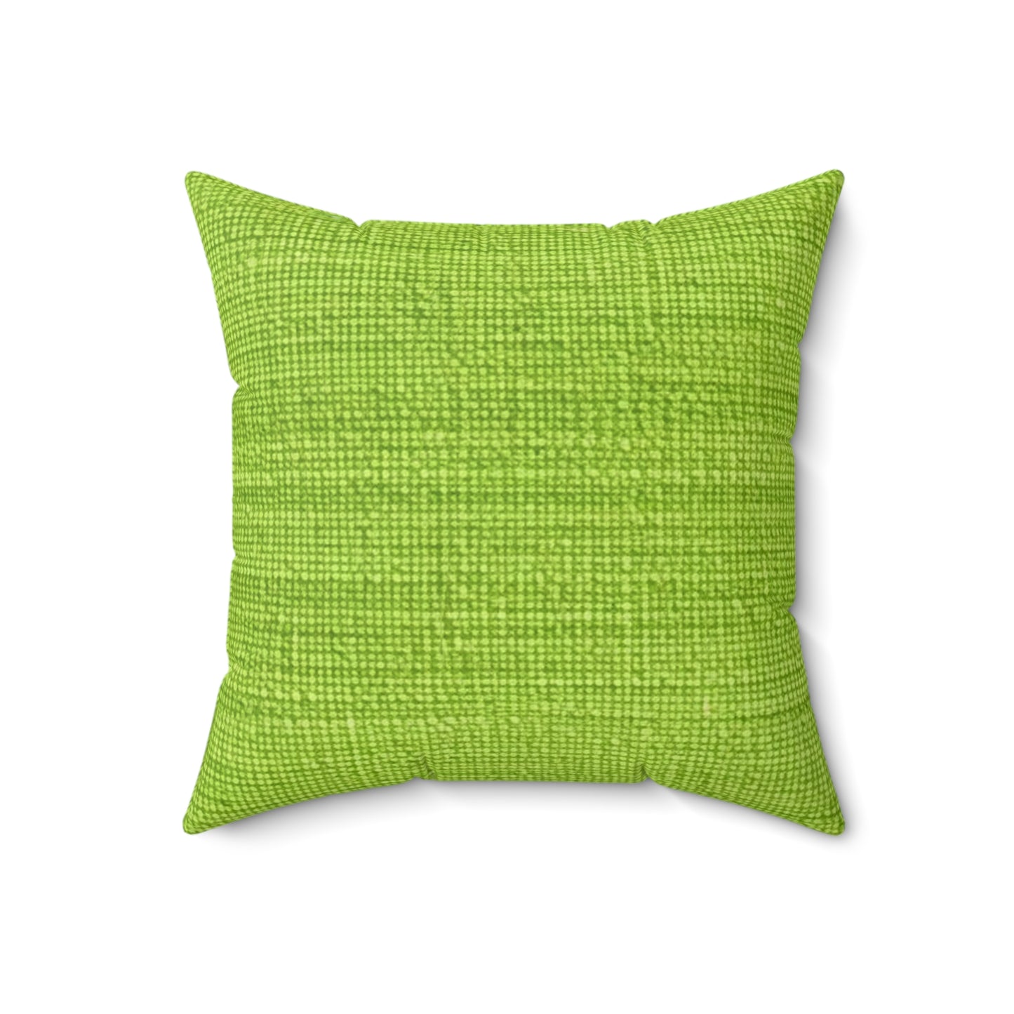 Verde neón de hierba exuberante: estilo de tela primaveral inspirado en la mezclilla - Almohada cuadrada de poliéster hilado