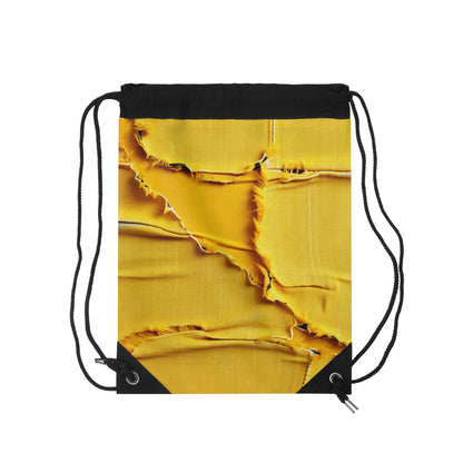 Banana Yellow Lemon: Bold Distressed, Denim-Inspired Fabric - Drawstring Bag