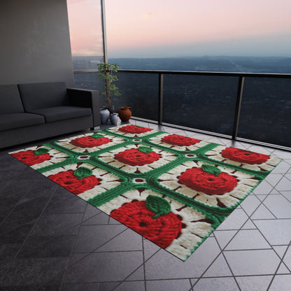 Apple Granny Square Crochet Pattern: Wild Fruit Tree, Delicious Red Design - Outdoor Rug