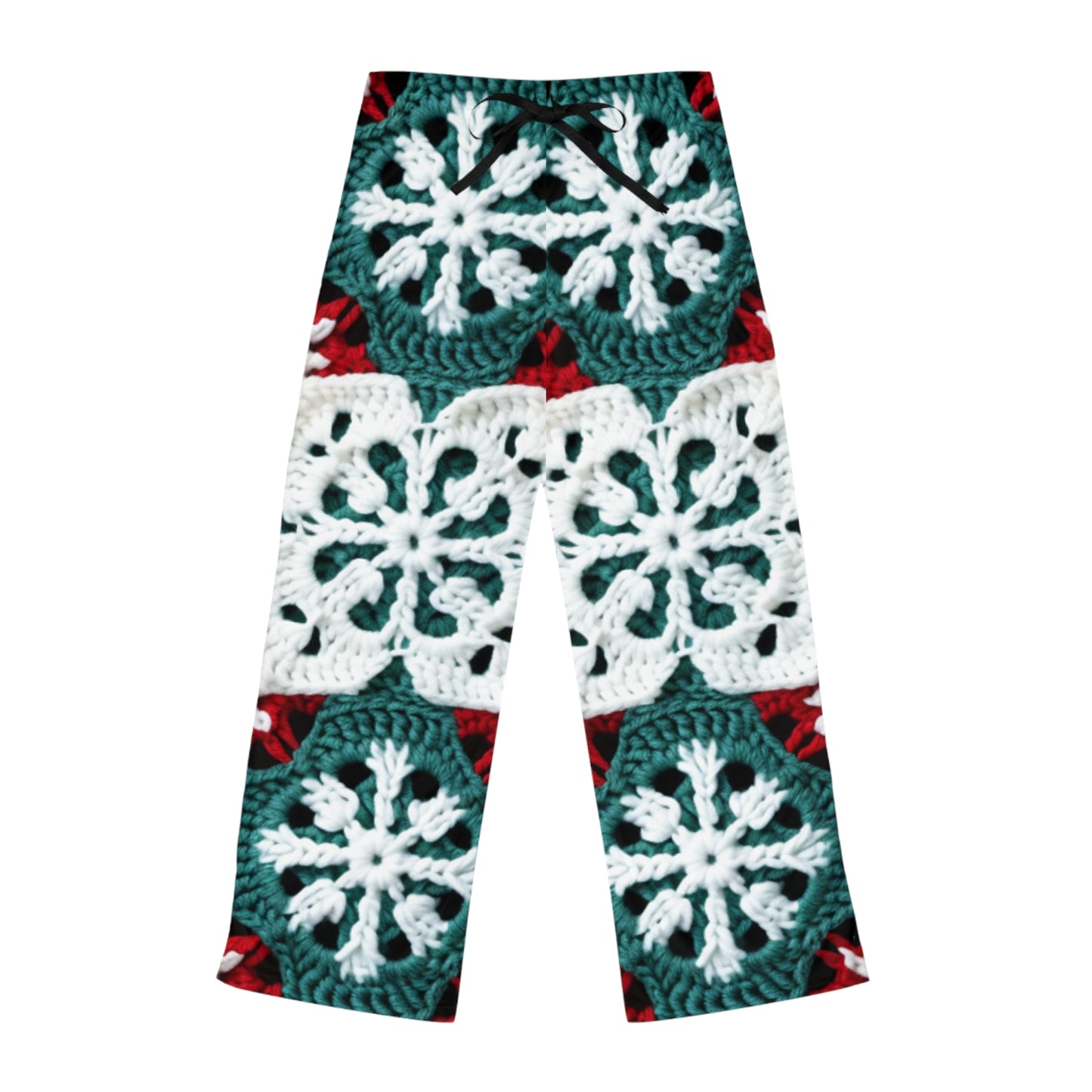 Christmas Snowflake Crochet, Festive Yuletide, Winter Wonderland Craft, Ice Crystal, Holiday Decor, Seasonal Adornments - Women's Pajama Pants (AOP)