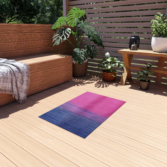 Dual Delight: Half-and-Half Pink & Blue Denim Daydream - Outdoor Rug