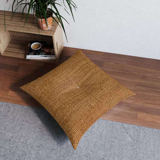 Brown Light Chocolate: Denim-Inspired Elegant Fabric - Tufted Floor Pillow, Square