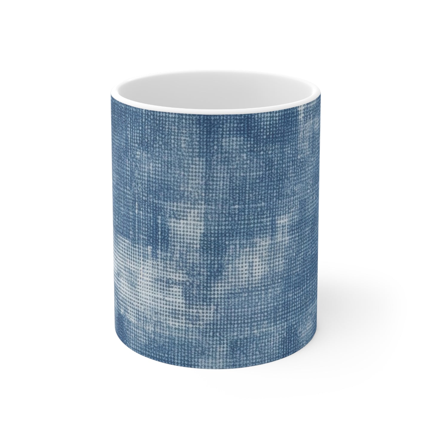 Faded Blue Washed-Out: Denim-Inspired, Style Fabric - Ceramic Mug 11oz