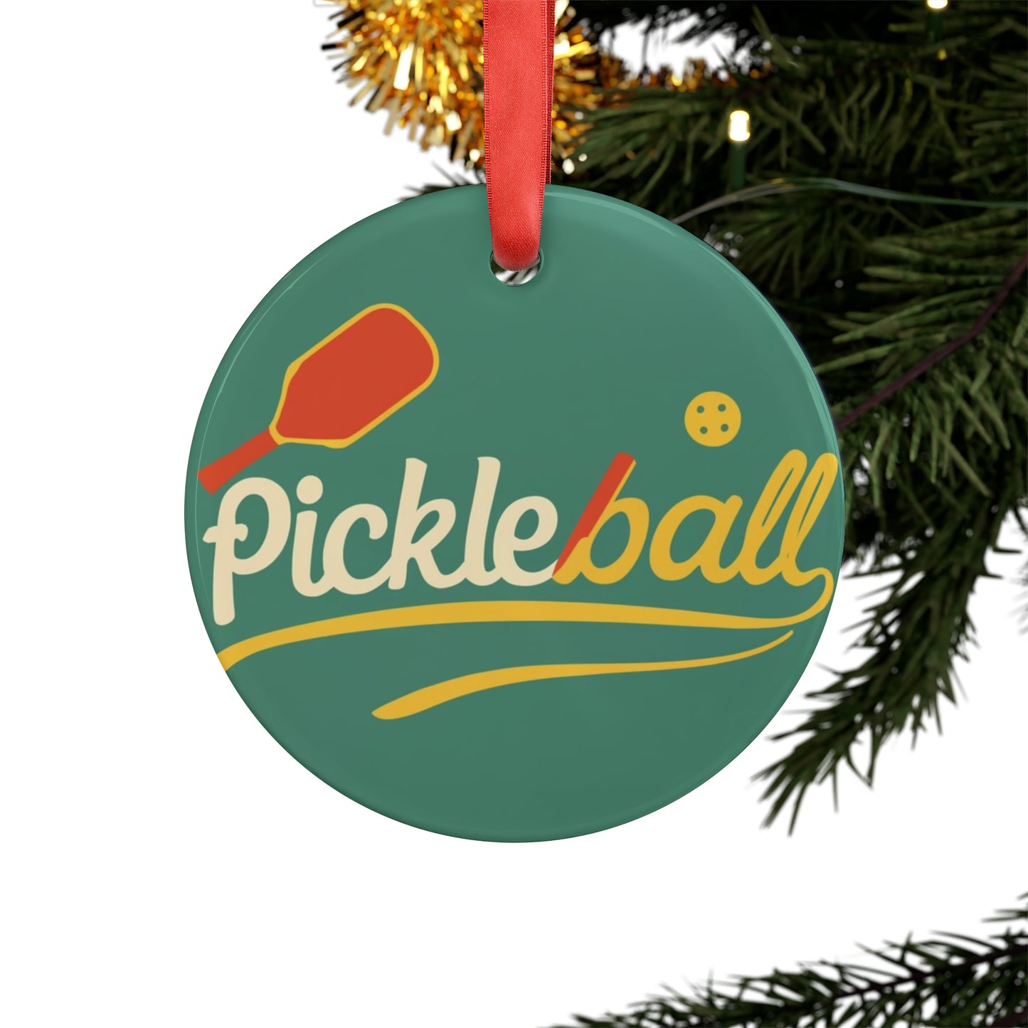 Classic Pickleball Gift - Athletic Sport Game - Retro Nostalgic - Acrylic Ornament with Ribbon