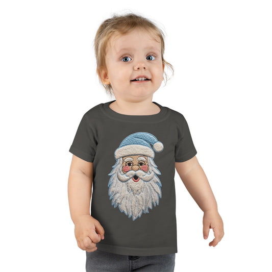 Parche azul de chenilla de Papá Noel - Diseño navideño navideño - Camiseta para niños pequeños