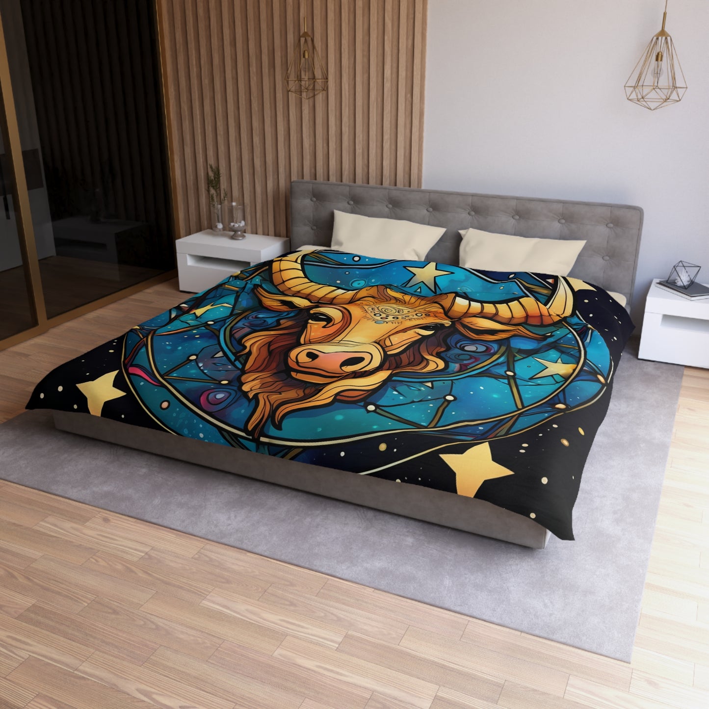 Taurus Constellation Zodiac Sign Astrology Cosmic Art - Microfiber Duvet Cover