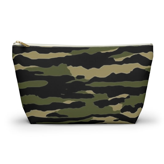 Camuflaje de rayas de tigre: estilo militar - Bolsa de accesorios con parte inferior en T 