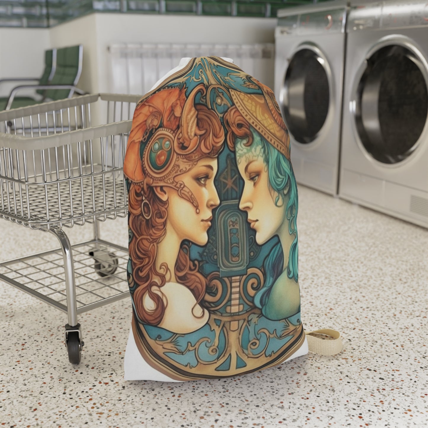 Steampunk Gemini - Dualistic Motifs & Vibrant Contrast - Laundry Bag