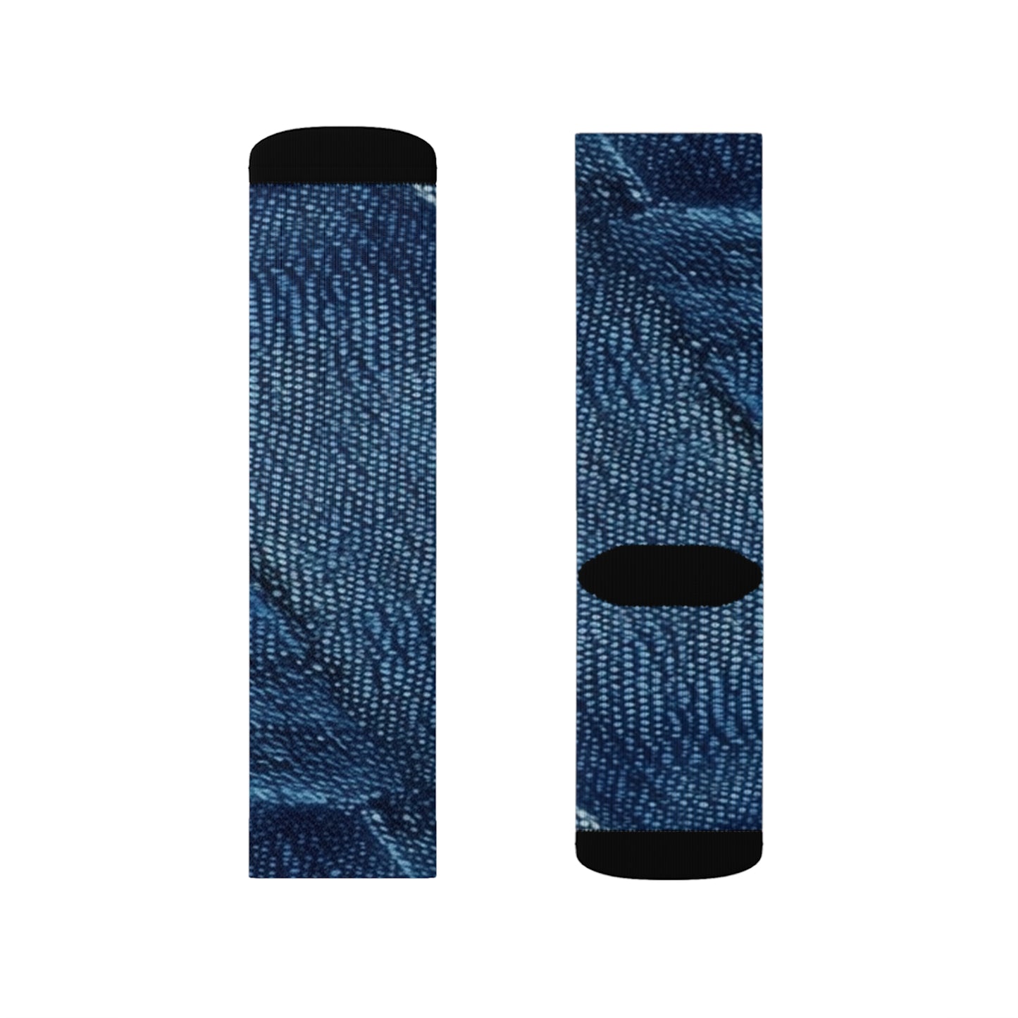 Dark Blue: Distressed Denim-Inspired Fabric Design - Sublimation Socks