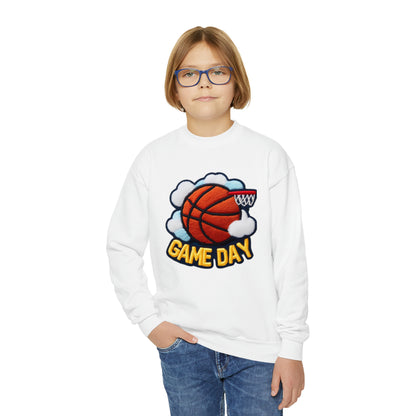 Game Day Basketball シェニール パッチ刺繍デザイン - ユース クルーネック スウェットシャツ