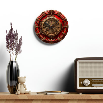 Red Steampunk Cyberpunk, Acrylic Wall Clock