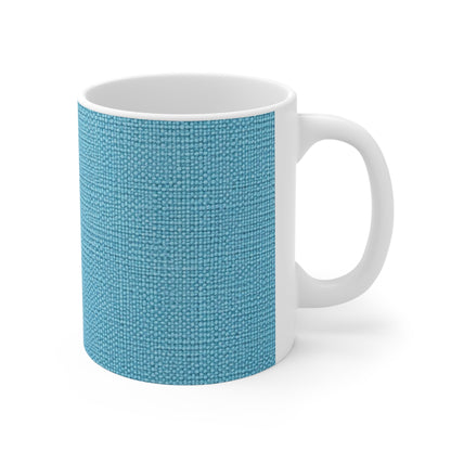 Bright Aqua Teal: Denim-Inspired Refreshing Blue Summer Fabric - Ceramic Mug 11oz