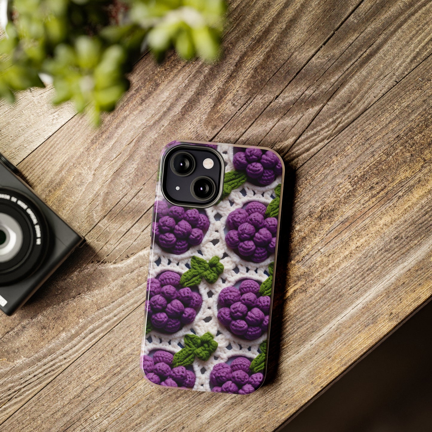 Crochet Grapes Pattern - Granny Square Design - Fresh Fruit Pick - Orchard Purple Snack Food - Tough Phone Cases