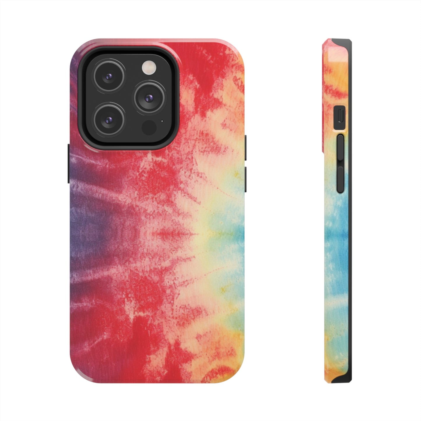 Rainbow Tie-Dye Denim: Vibrant Multi-Color, Fabric Design Spectacle - Tough Phone Cases