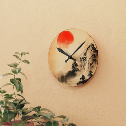 Japanese Mountain Sun Acrylic Wall Clock