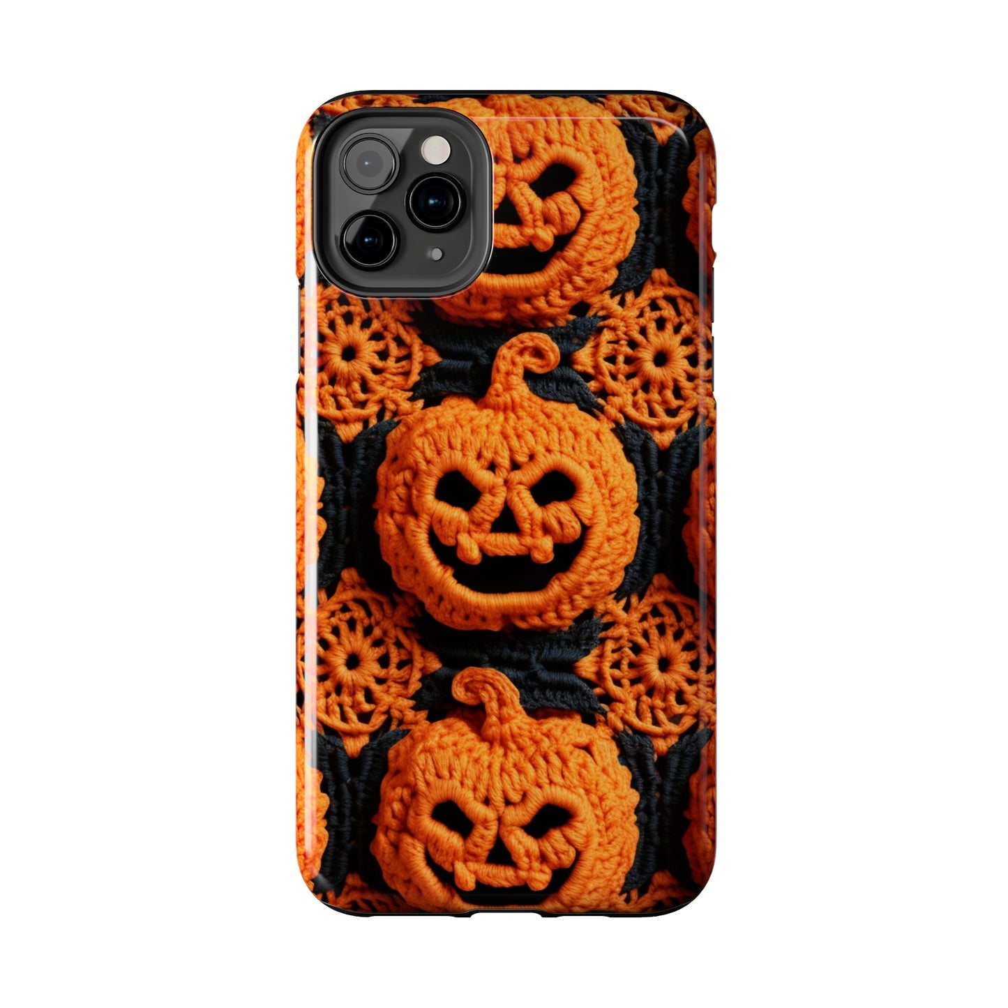 Halloween Crochet Pumpkin Scary Horror Festive Holiday Pattern - Tough Phone Cases