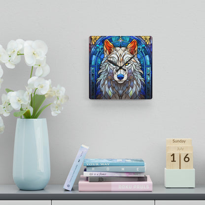 Stained Glass Wolf Design - Acrylic Wall Clock