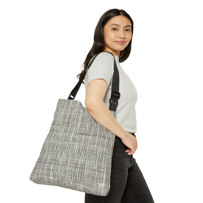 Silver Grey: Denim-Inspired, Contemporary Fabric Design - Adjustable Tote Bag (AOP)