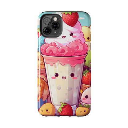 Strawberry Japan Milkshake - Kawaii Dessert Delight - Sweet Berry Anime Character - Tough Phone Cases