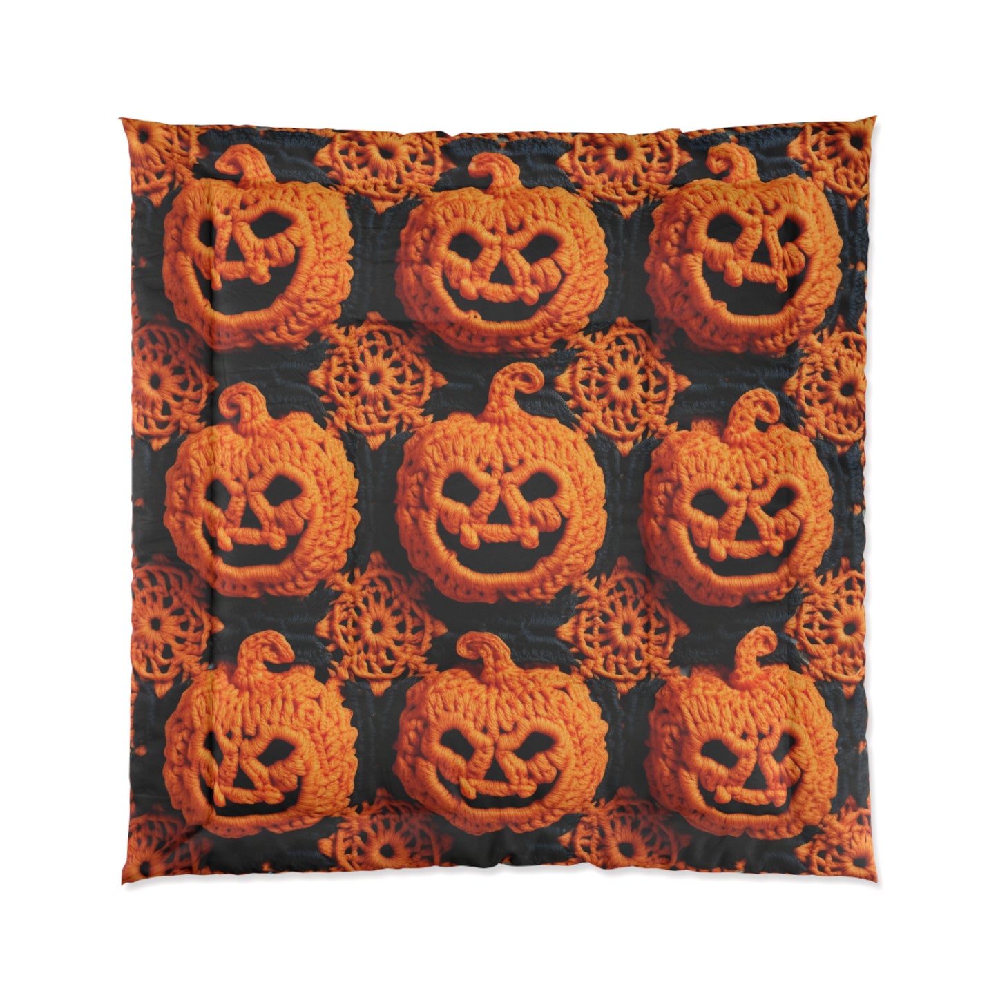 Halloween Crochet Pumpkin Scary Horror Festive Holiday Pattern - Comforter