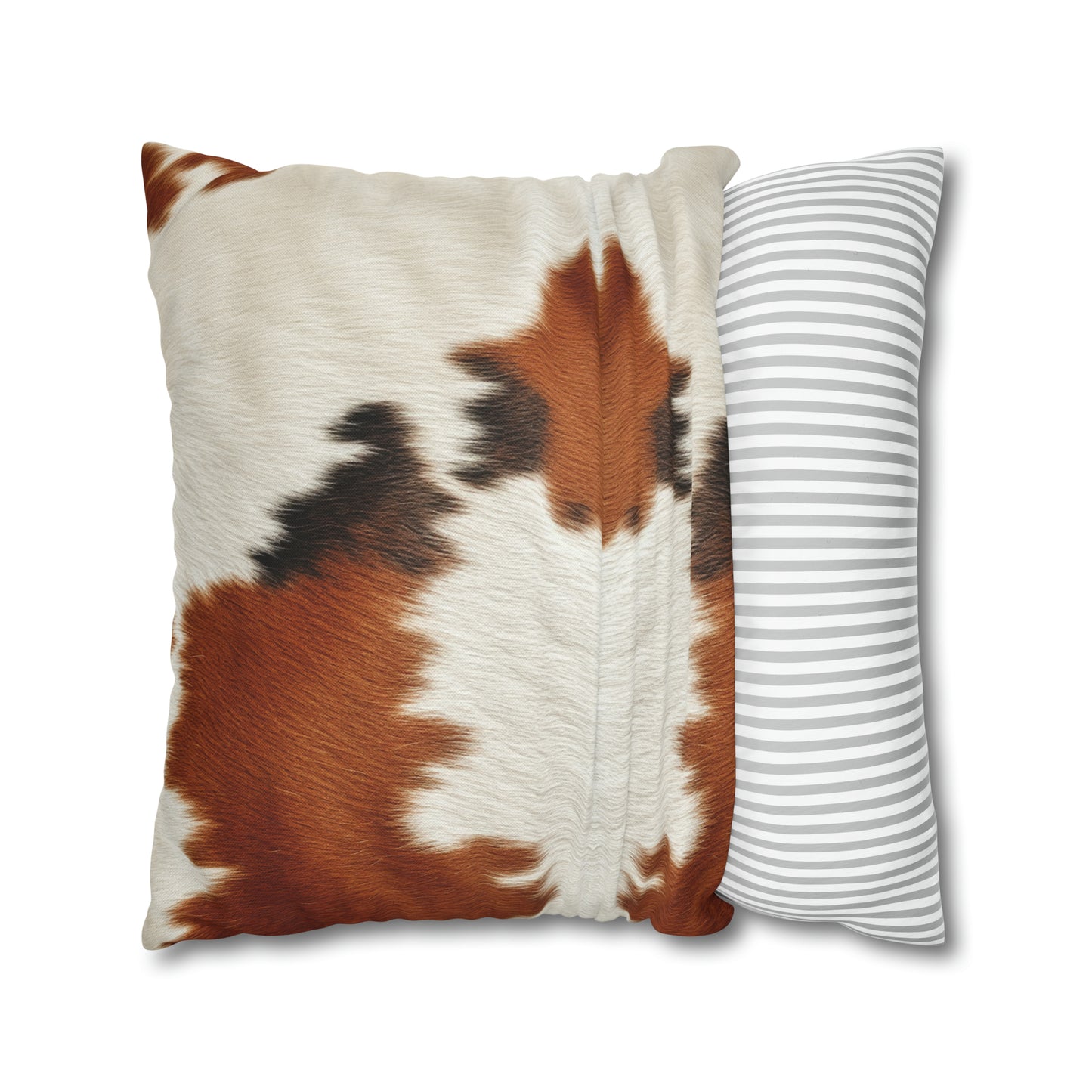 Hair Cowhide Leather Natural Design Tough Durable Rugged Style - Spun Polyester Square Pillow Case