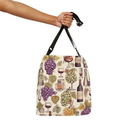 Wine Lovers Theme: Varieties of Wine, Grapes & Vineyards Design Adjustable Tote Bag (AOP)