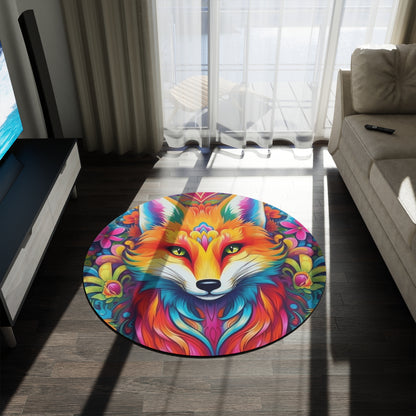 Vibrant & Colorful Fox Design - Unique and Eye-Catching - Round Rug