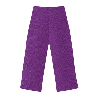 Violeta/Ciruela/Púrpura: Tela lujosa inspirada en la mezclilla - Pantalones de pijama para mujer (AOP) 