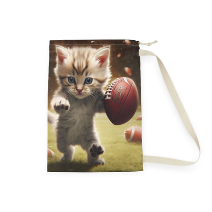 Football Kitty Fantasy: Feline Cat American Sport Quarterback - Laundry Bag