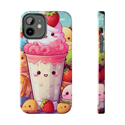 Strawberry Japan Milkshake - Kawaii Dessert Delight - Sweet Berry Anime Character - Tough Phone Cases