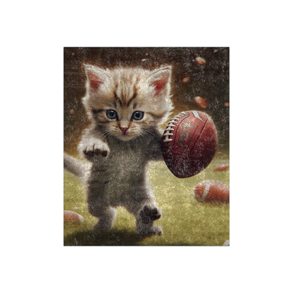 Football Kitty Fantasy: Feline Cat American Sport Quarterback - Crushed Velvet Blanket