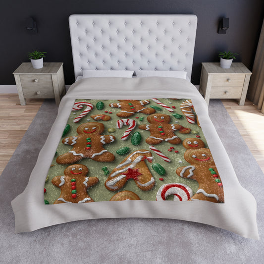 Gingerbread Man Christmas Cookie - Tree - Candy Cane - Crushed Velvet Blanket