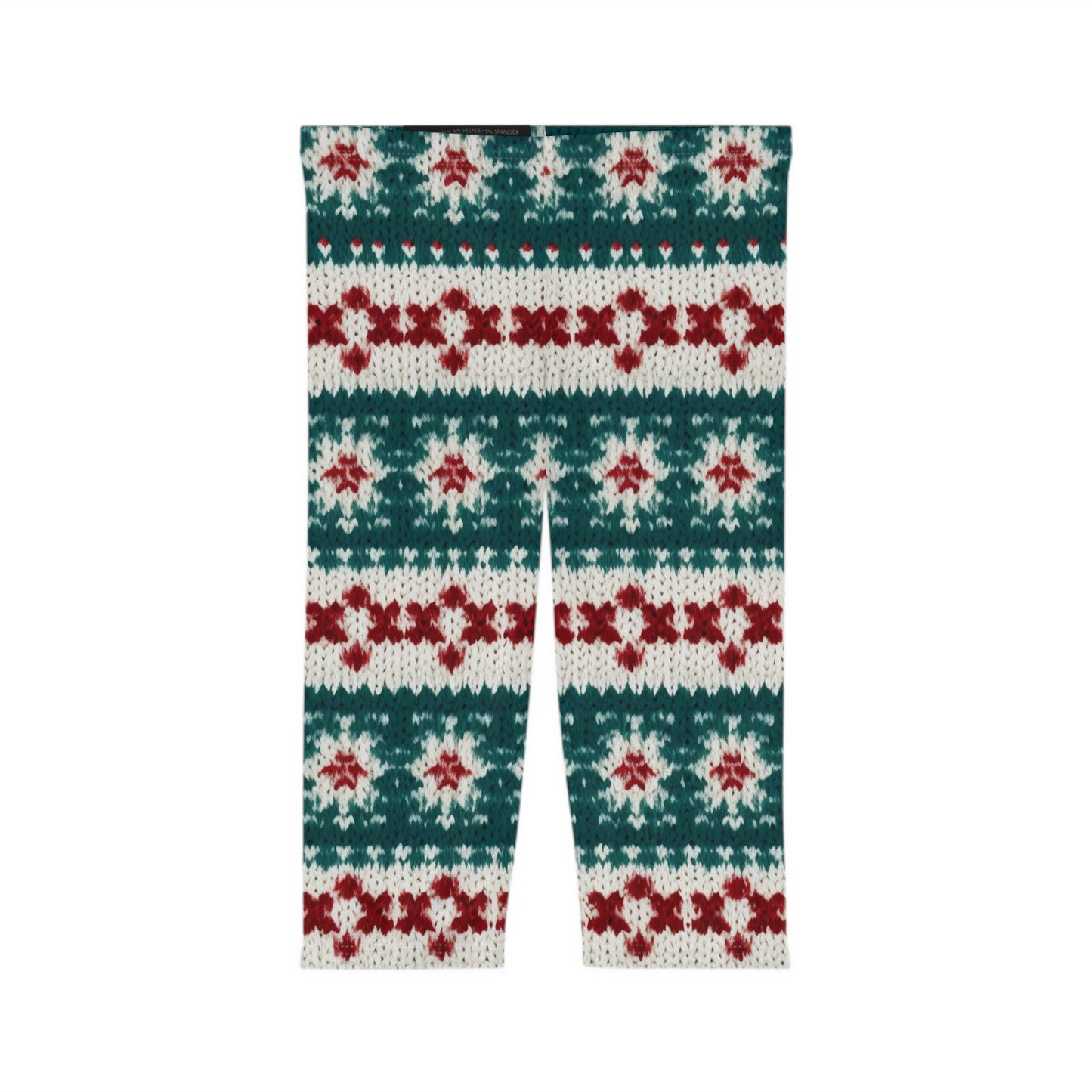 Vacaciones de ganchillo de punto navideño, patrón festivo de Navidad, temporada de invierno - Leggings capri para mujer (AOP)