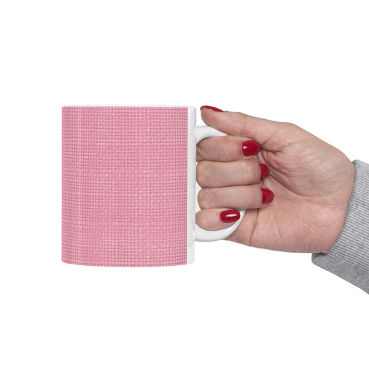 Pastel Rose Pink: Denim-Inspired, Refreshing Fabric Design - Ceramic Mug 11oz