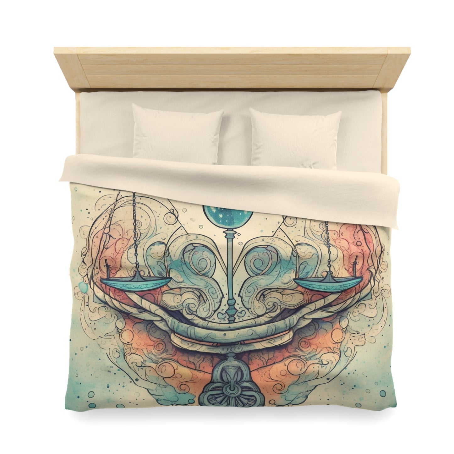 Libra Zodiac - Astrology Sign Street Art Equilibrium in Pastels - Microfiber Duvet Cover