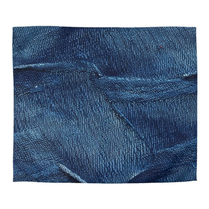 Dark Blue: Distressed Denim-Inspired Fabric Design - Microfiber Duvet Cover