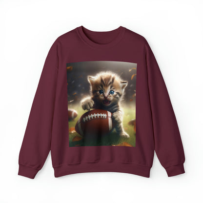 Football Kitten Touchdown: Tabby's Winning Play Sport Game - Unisex Heavy Blend™ Crewneck Sweatshirt