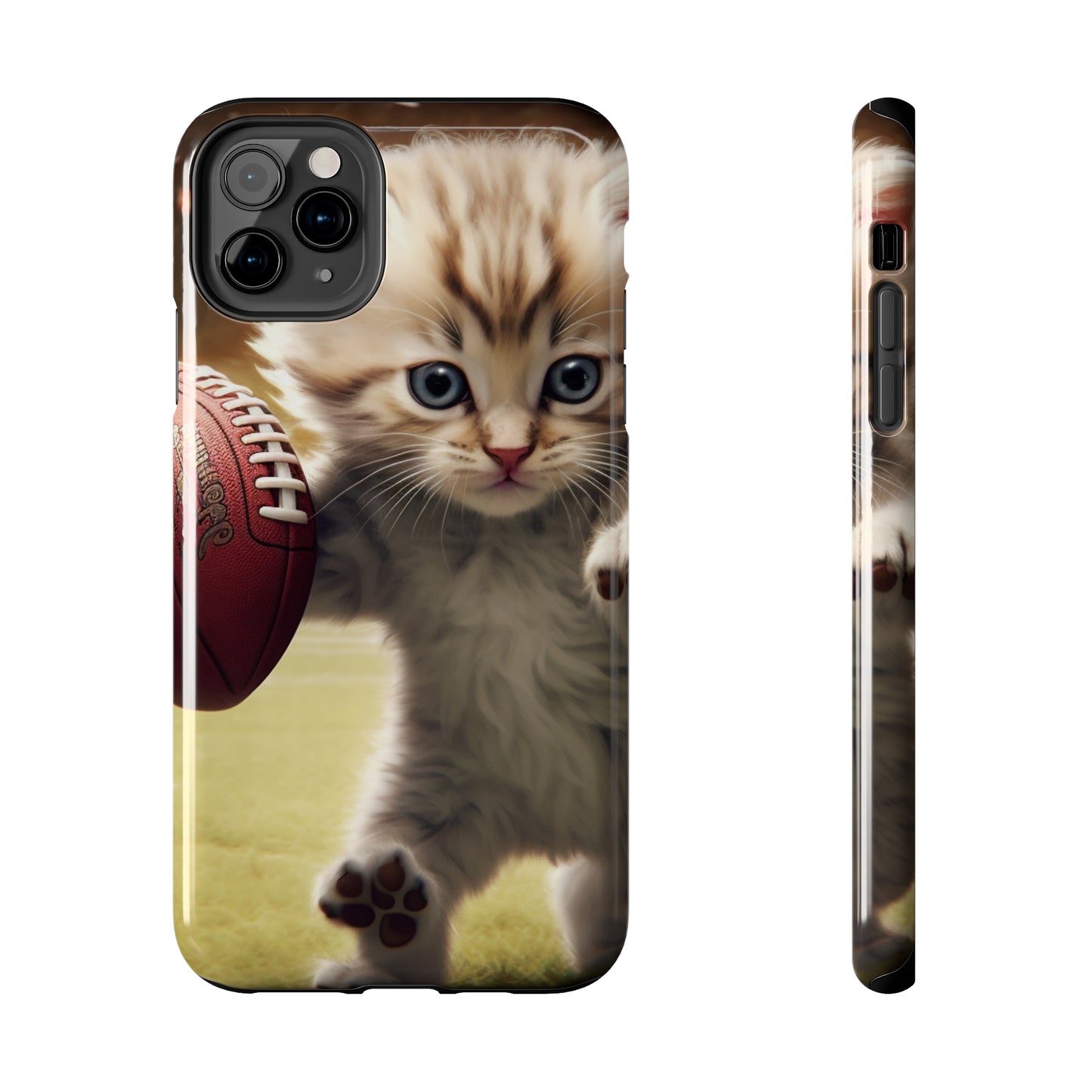 Football Kitty Fantasy: Feline Cat American Sport Quarterback - Tough Phone Cases