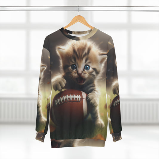 Football Kitten Touchdown: Tabby's Winning Play Sport Game - Unisex Sweatshirt (AOP)