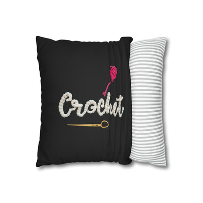 Crochet Love Gift - Heartfelt Fabric Fashion Collector Style - Spun Polyester Square Pillow Case