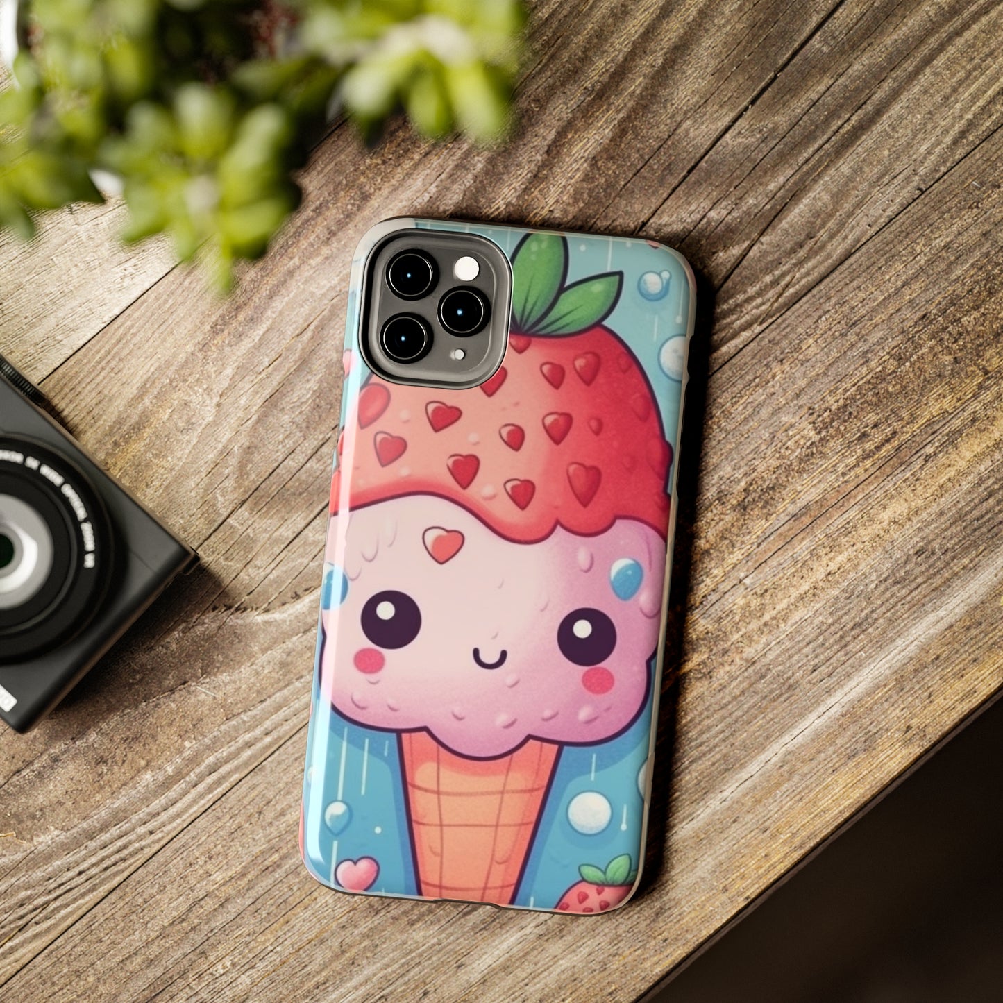 Kawaii Strawberry Sundae Cone - Traditional Japanese Anime Dessert Delight - Sweet Berry Otaku Gift - Tough Phone Cases