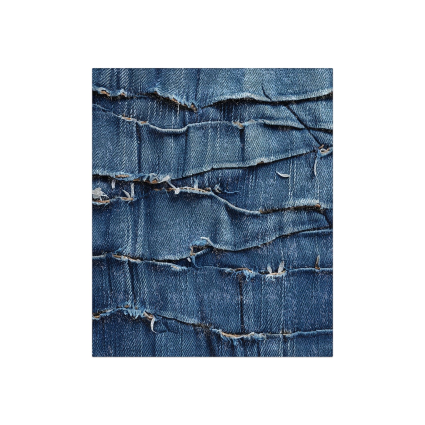 Midnight Blue Distressed Denim: Rugged, Torn & Stylish Design - Crushed Velvet Blanket