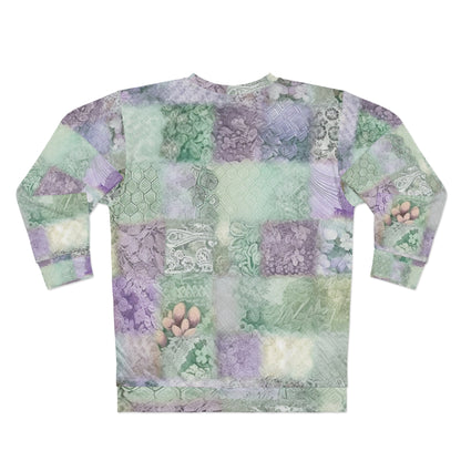 Medley Patchwork - Muted Pastels, Gingham & Lace, Boho Paisley Mix, Quilted Aesthetic Design - Unisex Sweatshirt (AOP)