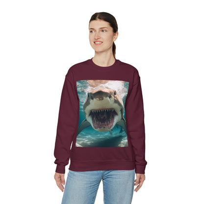 Bull Shark: River Monster Menace - Realistic Dark Water Predator - Unisex Heavy Blend™ Crewneck Sweatshirt