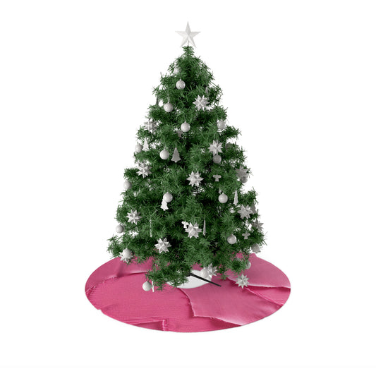 Distressed Neon Pink: Edgy, Ripped Denim-Inspired Doll Fabric - Christmas Tree Skirts