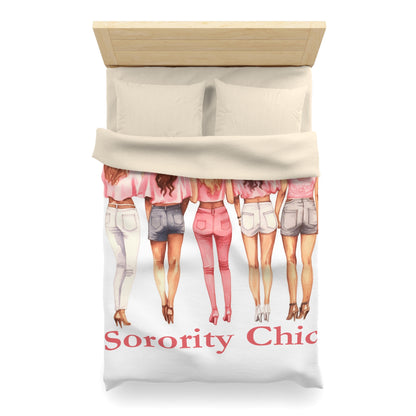 Sorority Chic Bachelorette Party Illustration - Women Toasting - Microfiber Duvet Cover