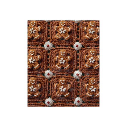 Gingerbread Man Crochet, Classic Christmas Cookie Design, Festive Yuletide Craft. Holiday Decor - Crushed Velvet Blanket