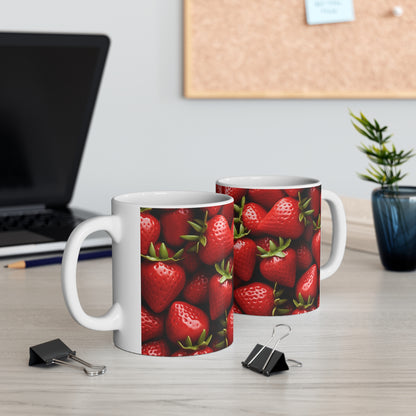 Selecciones de parches de fresa: decoración del hogar y regalos para el mejor fanático de las bayas - Taza de cerámica de 11 oz